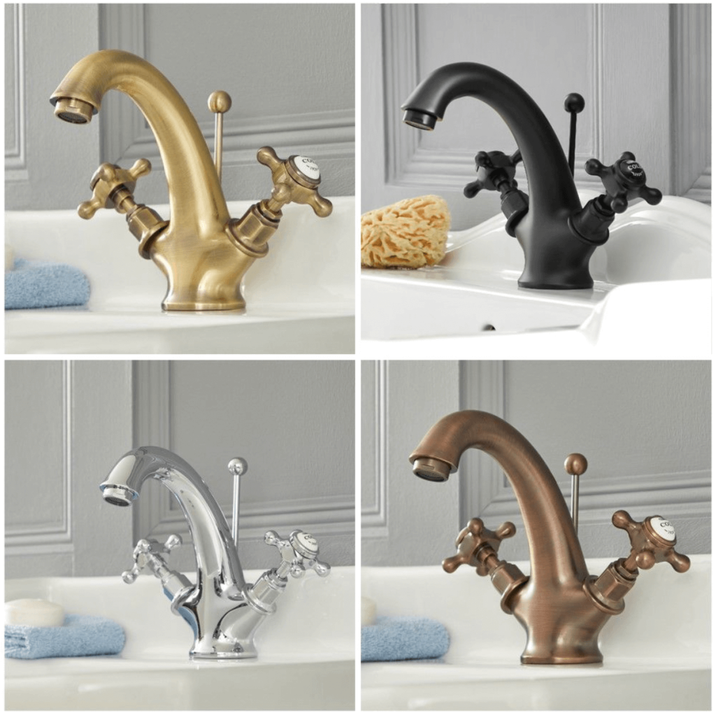 Mélangeur lavabo rétro monotrou – Commandes en croisillon – Choix de finition - Elizabeth